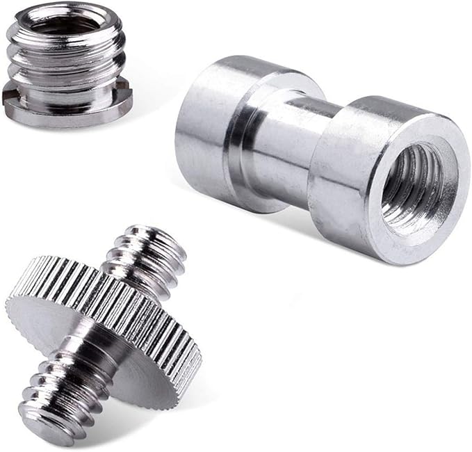 Maxmoral 3 Sets 1/4 Inch to 3/8 Inch Threaded Screw Mount Adapter Set for Camera Tripod Monopod DSLR Camera Flash Trigger - Female to Female Adapter, Male to Male Screw, Reducer Bushing Screw