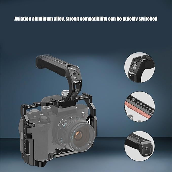 Camera Top Handle for DSLR Cameras1/4in and 3/8in Threaded Pins Cold Shoe Adapters for Creative Photography Expansion Wooden Camera Grip