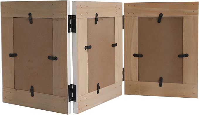 RiteSune Rustic Picture Frame White, 4X6 Picture Frame College, 3 Photo Frame Hinged Farmhouse Picture Frames Desk Photo Frame for Home Office
