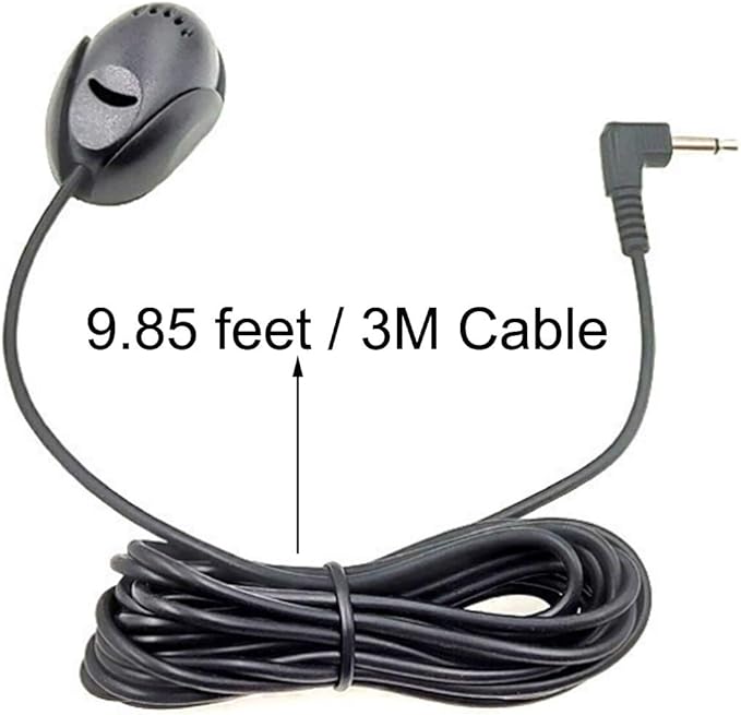 Car Microphone 3.5mm External Assembly Mic for Car Vehicle Head Unit Enabled Audio Stereo Radio Receiver GPS DVD, 3m Cable, Plug and Play