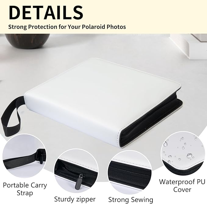 Polaroid Photo Album Book with 240 Pockets 3.5x4.25 Inch Pictures Fits for Polaroid i-Type, 600, SX-70，Go instant photos and Fujifilm Instax Wide Square Photos（White）
