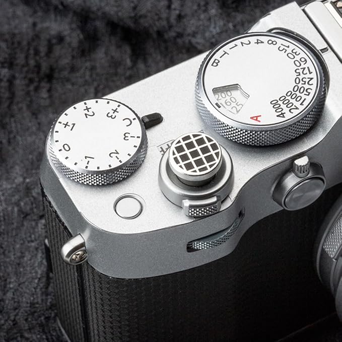 Grid Pattern Camera Metal Shutter Button for FUJIFILM X100VI X100V X-T4 X-T3 X-E4 X-T50 X-T30II hot Shoe Cover Shutter Decorative Set (Aluminum Alloy-Shutter Decorative Button)