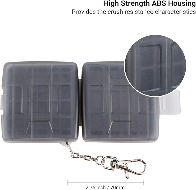 8 Slots Memory Card Case for 4 SD/SDHC/SDXC Cards and 4 Micro SD/TF Cards,Anti-Dust Crush Resistance,SD Card Case Small Micro SD Holder with Chain (Gray)