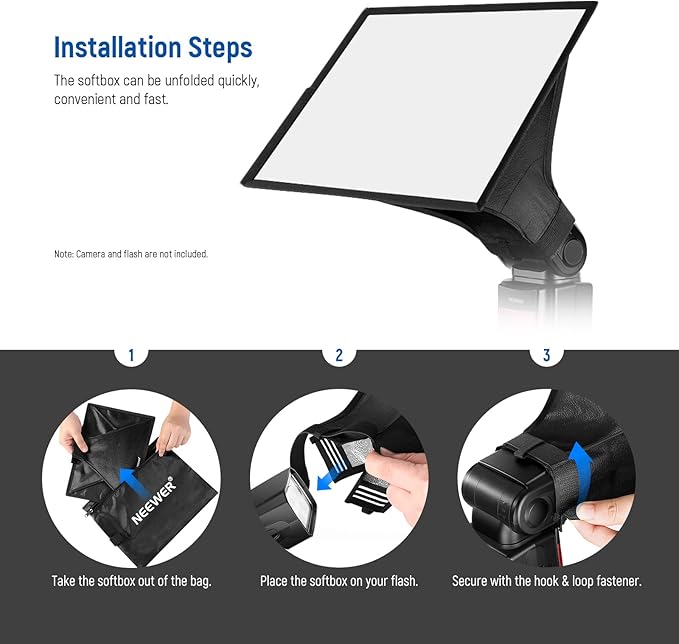 NEEWER Flash Diffuser Light Softbox 11" x 8", Universal, Collapsible with Storage Pouch Compatible with Canon Nikon Sony Godox Yongnuo NEEWER speedlight