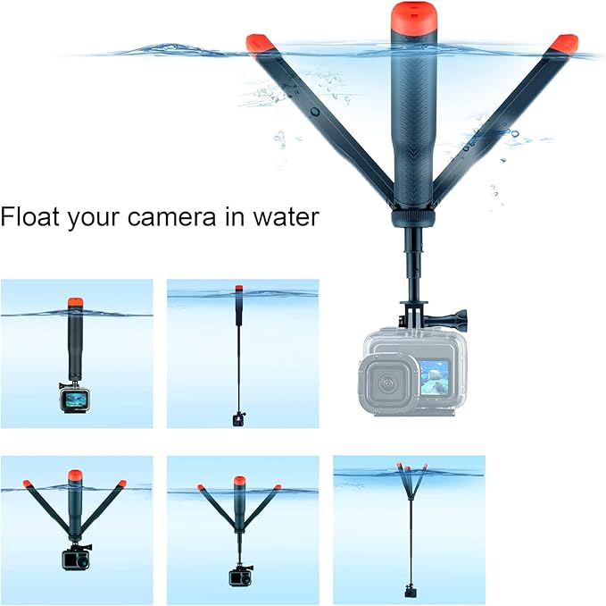 Multi-use Handheld, extendable Selfie monopod, Portable Tripod, and Floating Device for GoPro Hero 3, 3+, 4,5,6,7,8, 9, 10, 11, 12, 13 Session, 2018, Cell Phones and Other Digital Cameras/cams