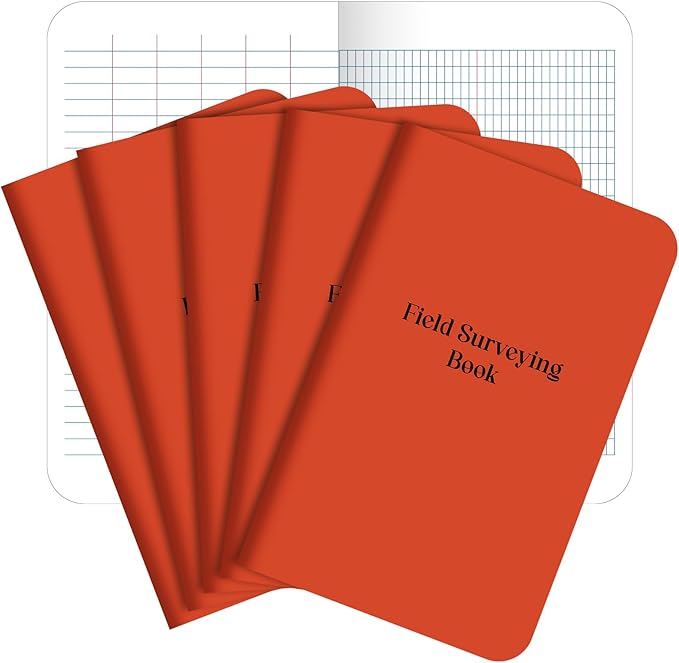 5 Pcs Field Book 4.6 x 7.25 Inch Thickened Surveying Engineers Field Notebook 32 Sheets 64 Pages Per Book Stiff Cover Construction Notepad for Outdoor Activities Recording(Orange Color)