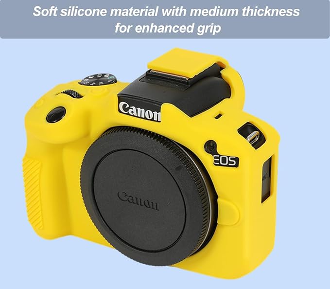 Pocoukate Case for Canon EOS R50 Camera, Soft Silicone Protective Cover Skin with EOS R50 Screen Protector Accessories for Canon EOS R50 Mirrorless Camera Silicone Case - Yellow