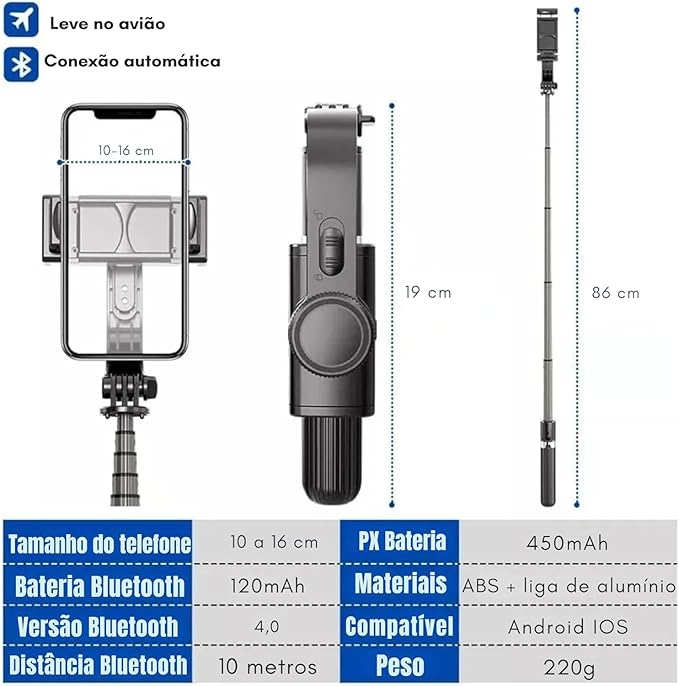 Gimbal Stabilizer for Smartphone,Selfie Stick Tripod with Remote Control Auto Balance 360° Rotation 1-Axis Phone Gimbal for Group Selfies Live Streaming Video Recording