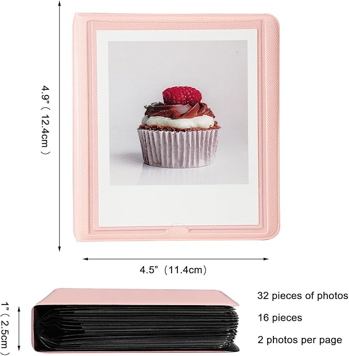 iFreak Polaroid Photo Album Book Fits For Fujifilm Instax Wide Square Picture Album, Holds Square Instant Square SQ1 SQ6 SQ10 SQ20 Camera Film Polaroid 600 i Type 3.5x4.25 inch Film (Pink)
