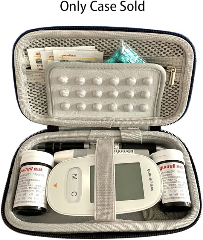 Diabetic Supplies Bag Blood Sugar Test Kit Case Organizer For Blood Glucose Monitor / Meter, Diabetes Test Strips, Lancets, Lancing Device, Insulin Pen, Syringes, Pills, Alcohol Wipe (B-Black, Large)