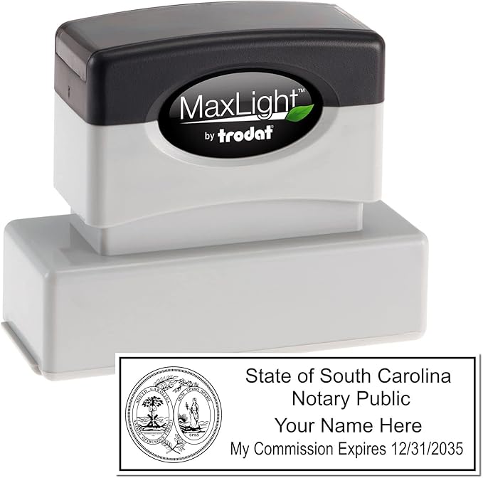South Carolina Notary Stamp Kit with MaxLight Pre-Inked Stamps, Press and Print, Includes Book, Stamp and Ack Stamp, Notary Supplies South Carolina