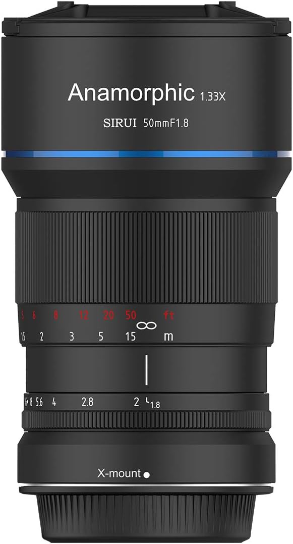 SIRUI 50mm F1.8 1.33X S35 Anamorphic Lens for X Mount, Blue Flare