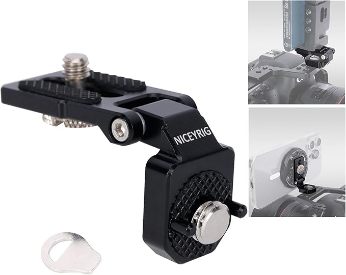 NICEYRIG Right-Angle Bracket Mini L-Shape Mounting Plate for ARRI Thread, 180 Degree Adjustment Video Accessory Expansion Mount for Camera Cheese Plate, T5 T7 SSD Holder, Field Monitor - 603