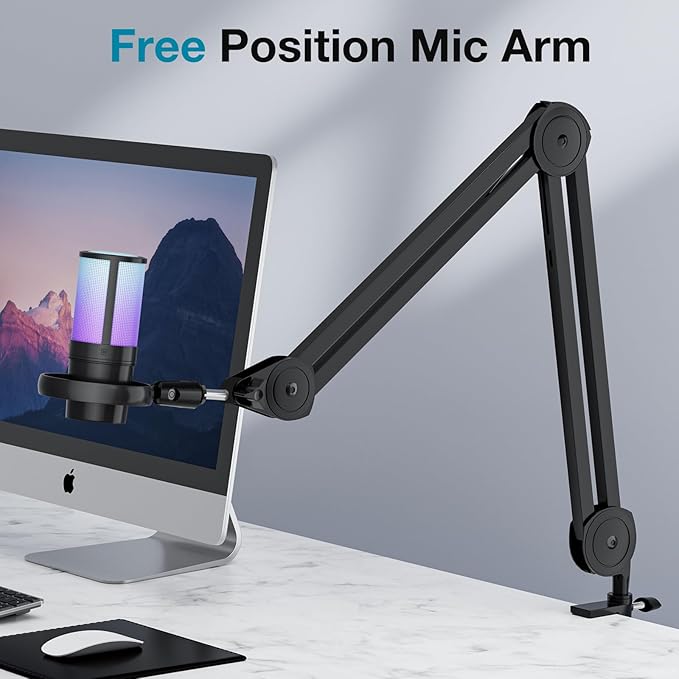 InnoGear Boom Arm Microphone Stand, Max Load 4.4 Lbs Desk Mic Arm Stand for Blue Yeti HyperX QuadCast S SoloCast Shure SM7B AT2020 Fifine AM8 Razer Seiren Mini