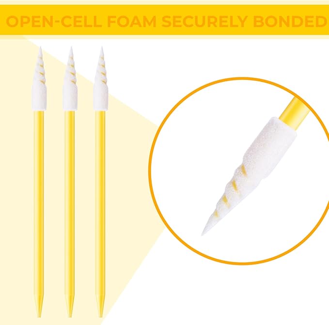 Chinco 200 Pieces Cleaning Swab Sticks Sponge Foam Tip Swabs for Inkjet Printer, Print Head, Camera, Optical Lens, Optical Equipment (Yellow)