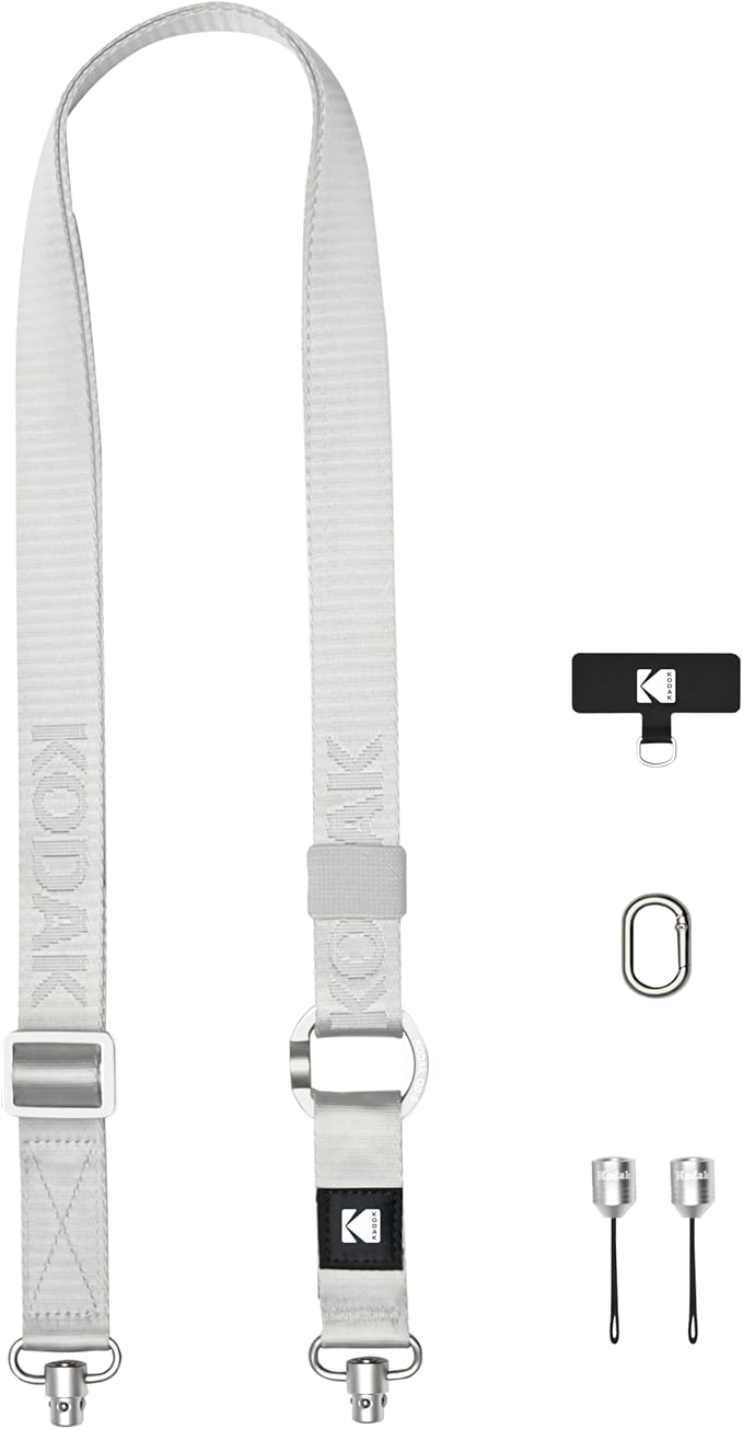 KODAK Multi-Purpose Camera Strap (Silver) - Quick-Detach System, Lightweight, Durable Metal Swivels, Multiple Usages, SLR Cameras, Compact Cameras, Smart Phones