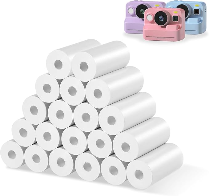 20 Rolls Kids Camera Paper Roll Refill, BPA and BPS Free Thermal Paper Refill for Most Kids Instant Print Camera