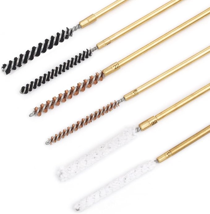 177 & .22 Cal Airgun Cleaning Kit with Cotton Mop, Bronze Bore Brush, Brass Jag, Slotted Tips, Nylon Brushes, Brass Cleaning Rod
