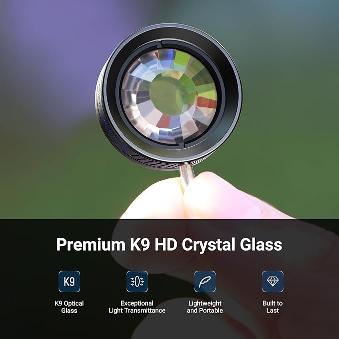 NEEWER 24mm Kaleidoscope Filter with Phone Clip, K9 Crystal Glass Prism Effect Filter for 17mm Threaded Lens Backplate, Phone Cage, Case Compatible with iPhone Android Samsung, FL-102
