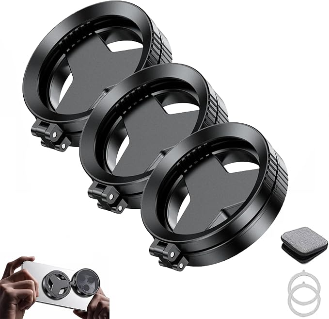 Anti-Glare Magnetic Phone Filter, Foldable Portable Lens Attachment, Reduces Reflections Enhances Colors, Professional 52mm Polarizing Filter, Outdoor Shooting, Travel (3pcs)