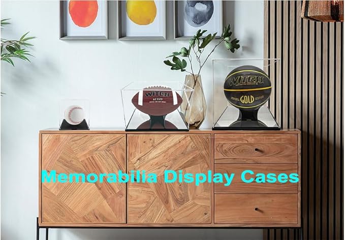 Acrylic Football Display Case with Ball Holder Base – a Memorabilia Showcase Storage Box Designed for Full-Size Football Collectibles. Perfect for Sport Lovers to Display Their Footballs