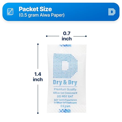 Dry & Dry 0.5(Half) Gram [10000 Packets] Silica Gel Packets Desiccants Silica Gel Packs - Food Safe Silica Packets Silica Gel Desiccant Packs for Storage
