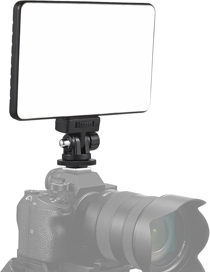 Andoer LED Video Light, Camera Light Mini Photography Lamp Dimmable LED Light Portable Vlog Light 196 LED Beads Battery Powered 2500K-9000K Dimmable with 1/4in Hot Shoe Mount 1/4in Threaded Hole