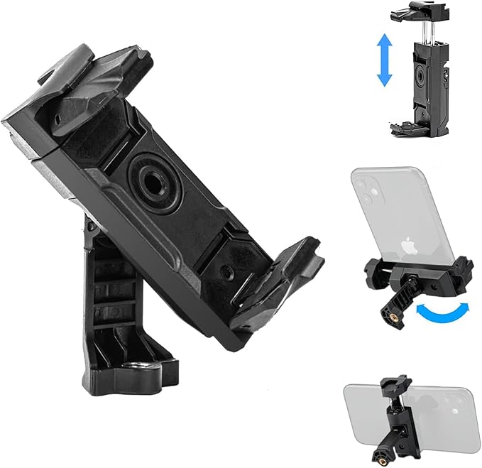 Fotopro Phone Tripod Mount Cold Shoe Rotatable Universal Cell Phone Mount Adapter for Monopod Selfie Stick Desktop Tripod Video Vlogging Photograph