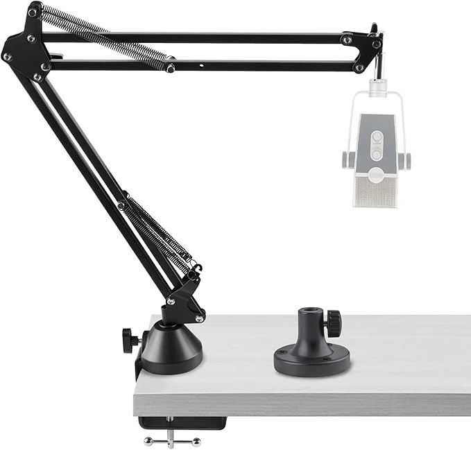 Geekria for Creators Microphone Arm Compatible with AKG Lyra Ultra-HD, P120, P220, C214 Mic Boom Arm Mount Adapter with Tabletop Flange Mount, Suspension Stand, Desk Mount Holder
