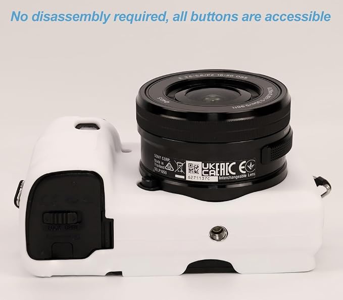Pocoukate Case for Sony Alpha A6400, A6300, Camera, Soft Silicone Protective Cover Skin with Screen Protector Accessories for Sony Alpha A6400 / 6300 Digital Camera Silicone Cas - White