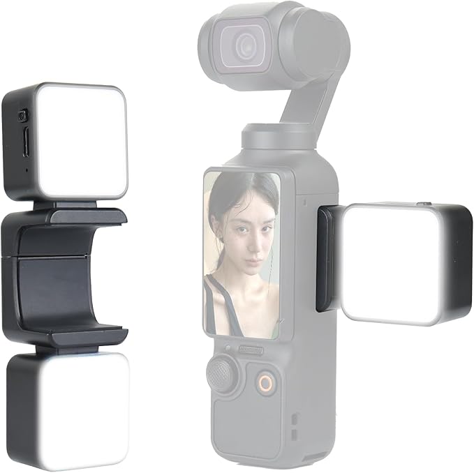 UTEBIT Magnetic Selfie Light for DJI Osmo Pocket 3 Light, Rechargeable Mini Auxiliary LED Fill Light 300mAh/70000K/3 Levels Brightness Adjustable for DJI Osmo Pocket 3 Selfie Vlog Recording (1 Set)