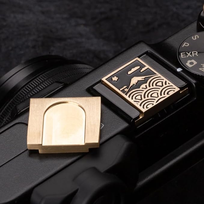 DBZZ Wave Pattern Camera hot Shoe Cover Camera Shutter Button for Fujifilm X-T50 X-S20 X-S10 X-T4 XT30 for Nikon Z6iii Z7 Z30 Z50 ZF (Brass YH Cover)