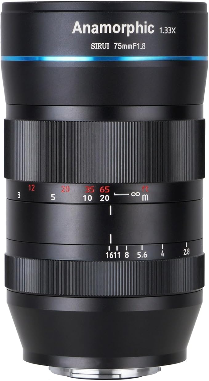 SIRUI 75mm F1.8 1.33X APS-C Anamorphic Lens for EF-M Mount, Blue Flare