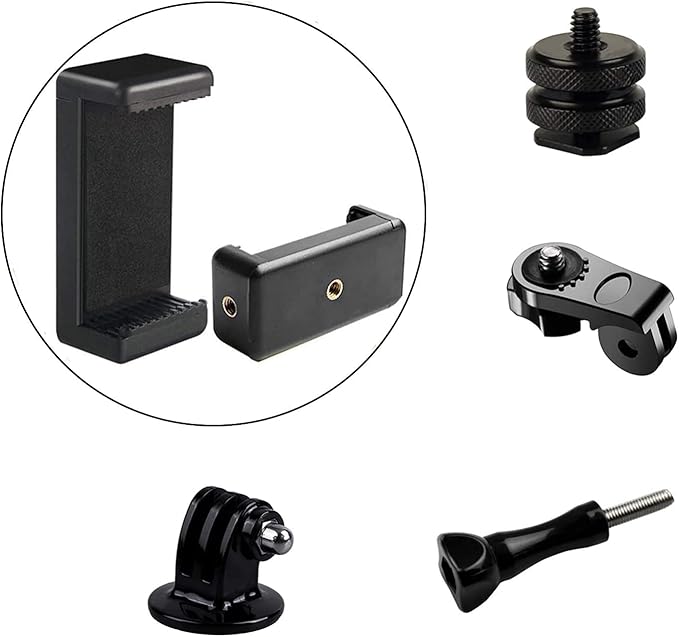Phone Holder Camera Hot Shoe Mount Adapter Kit Compatible with GoPro Hero 9 8 7 6 5, DJI OSMO Action, iPhone12/11 Pro Max/X/XR, Samsung, Attaching on DSLR Camera or Ring Light