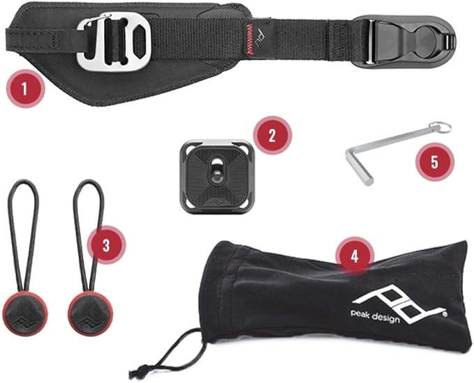 Peak Design Clutch Camera Hand Strap, Compatible with Any DSLR or SLR Body, Small, Sleek and Durable, Quick Release, Adjustment and Connection, Camera Straps for Photographers, 200 lb Capacity