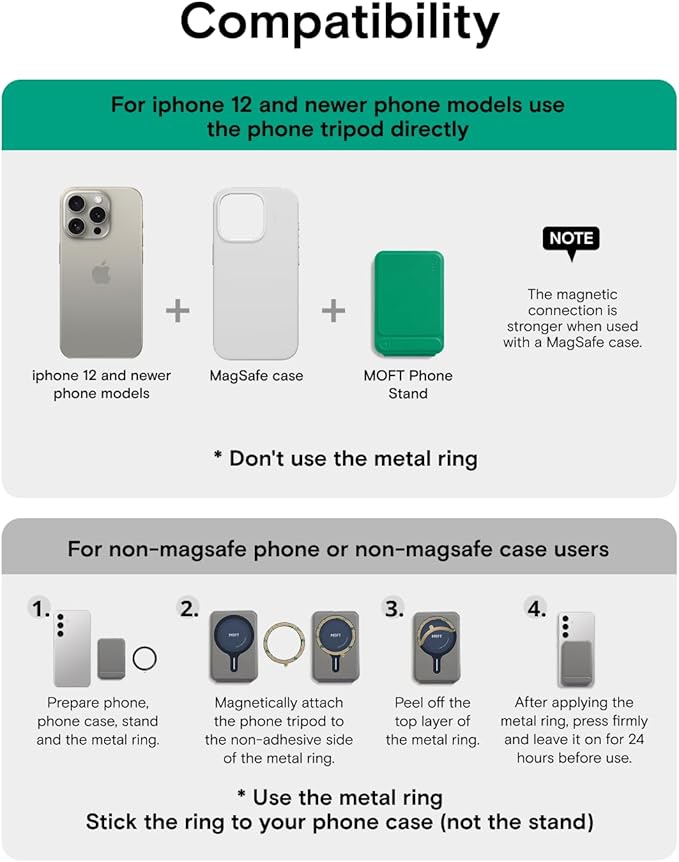 MOFT Phone Tripod Wallet for iPhone, Mulit-Angles, Lightweight & Portable Phone Stand, MOVAS Vegan Leather Magnetic Wallet, Strong Magnets, NFC Card Holder,Travel Essential, Oz Green (with Card Slot)