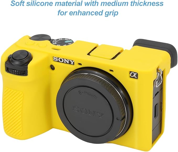 Pocoukate Case for Sony Alpha 6700 Camera, Soft Silicone Protective Cover Skin with A6700 Screen Protector Accessories for Sony Alpha 6700 Camera Silicone Case - Yellow