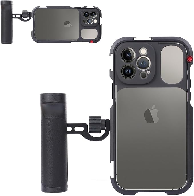 Phone Video Cage Single Handheld for iPhone 13 Pro Max, Phone Rig Quick Release Side Handle for Video Recording/YouTube/Live Streaming/Vlog