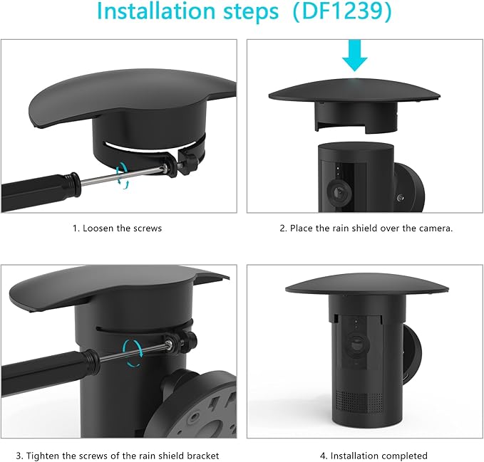 Outdoor Camera Sun Rain Shade Shield Cover Compatible with R-ing Outdoor Cam Plus Camera (Black)
