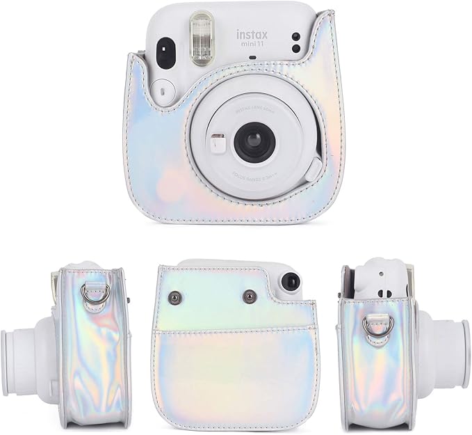 Phetium Instant mini 12 Camera Protective Case Compatible with Instax Mini 12 11,PU Leather Bag with Pocket and Adjustable Shoulder Strap (Magic Silver)