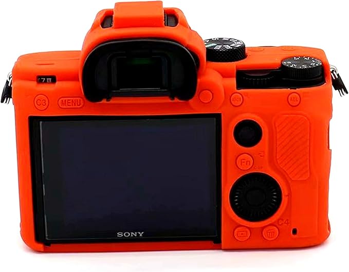 Professional Secure Soft Silicone Camera Case Bag Housing Rubber Body Skin for Sony Alpha A7iii a73 A7R3 A7Riii a7R Mark III a7 Mark III Digital SLR Camera Protective Case (Orange)