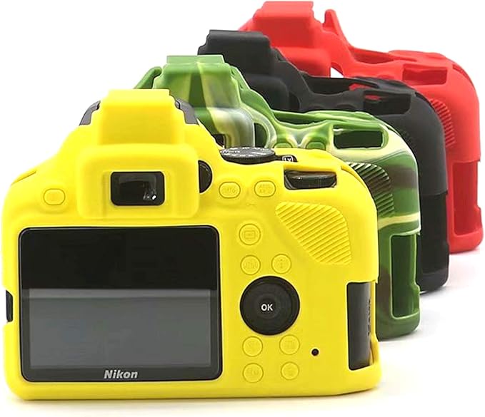 Professional Secure Silicone Camera Cases Bag Housing Rubber Body Skin for Nikon D3500 Digital SLR Camera (Yellow)