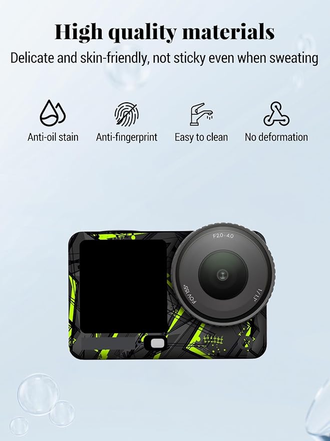 ZBAGUG for DJI Action 6 Skin Full Body Wrap, Anti-Scratch Waterproof Protective Sticker, Full Coverage Action Cam Wrap, for DJI Action 6 Accessories, Black Green