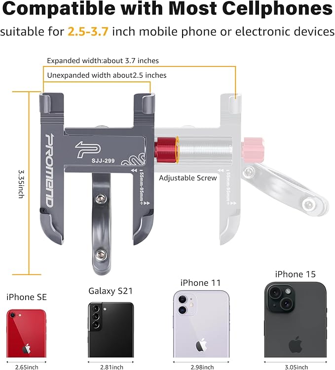 Ralos Bike Phone Mount, Aluminum Motorcycle Cellphone Holder, Mountain Bicycle Handlebar Cell Phone Clamp, Scooter Phone Clip for iPhone 16 Pro Max, 15 14 13 12 Mini, Samsung