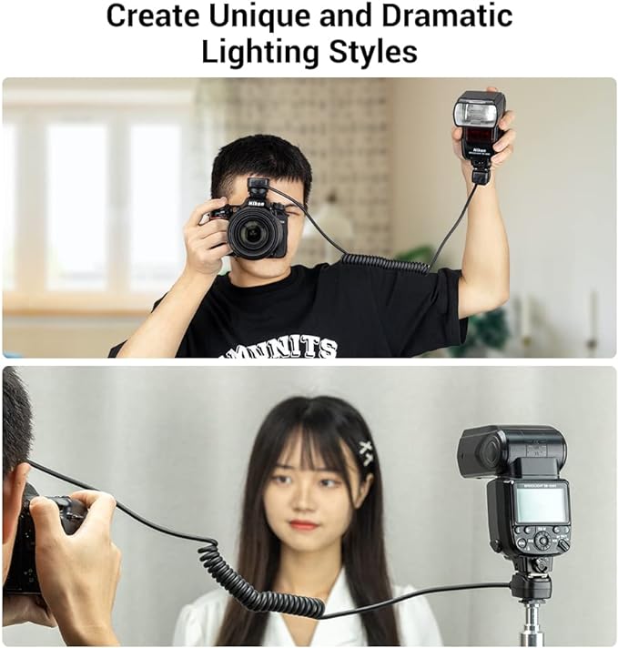 Flash TTL Cord JJC Off-Camera Flash Hot Shoe Cord for Nikon Z5 Z6 Z6II Z7 Z7II D6 D5 D780 D850 D810 D750 D500 D7500 D7200 D5600 D5500 D5300 D3500 D3400 Replaces Nikon SC-28 Cord -1.3m