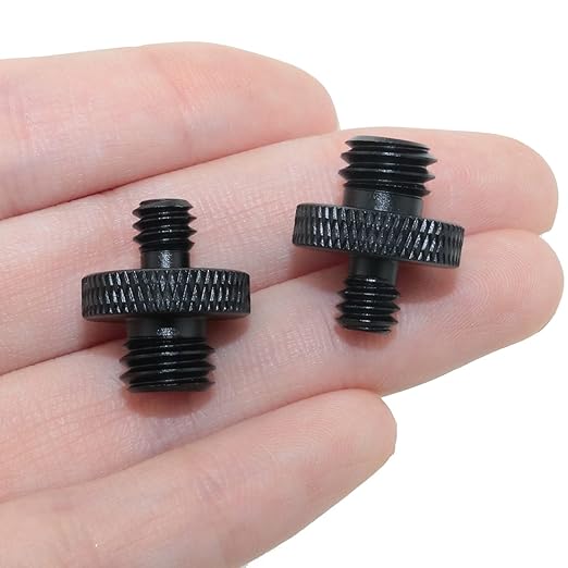 2Pcs 3/8 inch Male to 1/4 inch Male Threaded Tripod Screw Adapter Double Sides Standard Mounting Thread Converter for Camera Mount