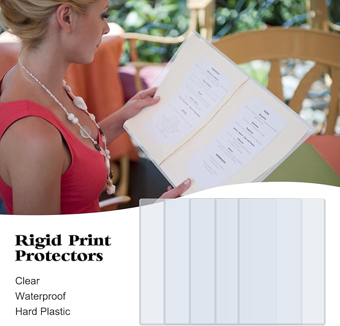 Rainmae 10 Pack 11" x 17" Rigid Print Protectors, Clear Waterproof Hard Plastic Page Sheet Protectors, Paper Sleeves Photo Plastic Sleeves Document Holder Birth Certificate Protector