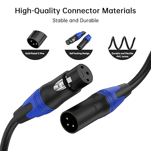 2 Pack, 25 FT XLR Male to Female Cable Professional Balanced Microphone Lead XLR Male to Female Cables, Extension Mic Cable Cord