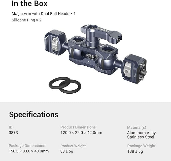 SMALLRIG Camera Magic Arm, Flexible Articulating Arm with 1/4” Screws, Field Monitor Mount with Dual Ballhead, Aluminum