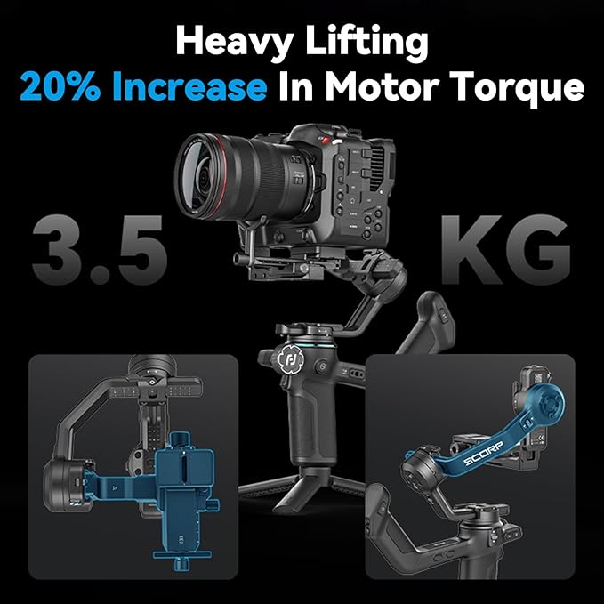 FeiyuTech SCORP 3 Gimbal Stabilizer, 3-Axis Handheld Camera Gimbal 7.7lbs Payload, Vertical Shooting Control with Touch Screen for Canon/Sony/Panasonic/Nikon Camera